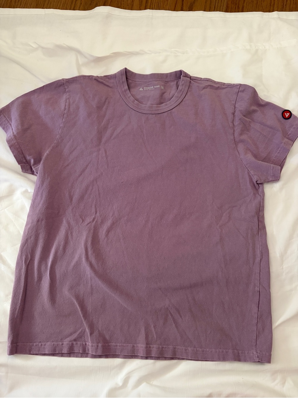 American Giant Women’s Purple Crewneck T‑Shirt, size M
